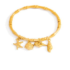 Ocean Theme Seashell Starfish Charm <b>Bracelet</b> Gold Plated Zinc Alloy Women's Jewelry Gift Accessory - Product Image 5
