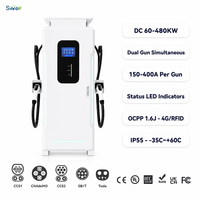 Chargeur de véhicule électrique double pistolet 80KW 240KW avec écran intelligent 7 pouces, lumière d'ambiance LED, chargeur rapide DC commercial GBT CCS2 pour VE