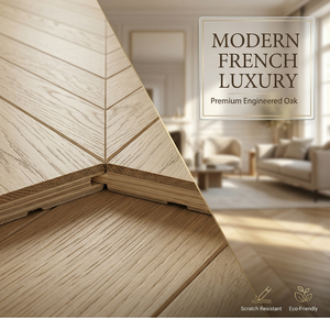 <span class=keywords><strong>Parquet</strong></span> préfini en chêne blanc SF, style français moderne, multicouche, chevron, surface brossée, laqué UV, système de pose par clic 5+ - Product Image 2