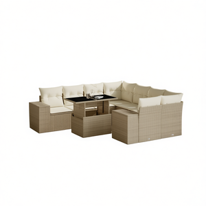 Ensemble de canapés de jardin en rotin beige, mobilier d'extérieur 6 places, design contemporain, résistant aux UV - Product Image 1