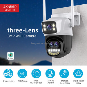 Hongnaer 12MP 6K Outdoor Wireless HD 360 CCTV Surveil PTZ IP-Kamera ICSee Home <span class=keywords><strong>3</strong></span> Objektiv 8X Zoom WiFi-Sicherheit CCTV-Netzwerk kamera - Product Image 2
