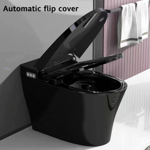 WC intelligent électrique électronique à chasse d'eau siphonique de conception moderne de luxe entièrement automatique 110V/220V Noir - Product Image 2