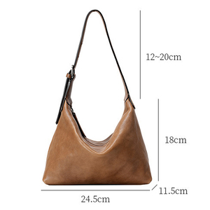 กระเป๋าโฮโบสุดคลาสสิกสำหรับผู้หญิง หนังวัวแท้ชั้นบนสุด ความจุขนาดใหญ่ สไตล์วินเทจย้อนยุค กระเป๋าสะพายไหล่แบบนุ่มสำหรับใช้ในชีวิตประจำ<span class=keywords><strong>วัน</strong></span> ทำงาน และเดินทาง - Product Image 2