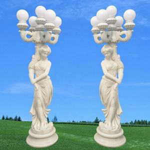Estatua de Mujer de Piedra para Jardín, Lámpara de Pie, Tallada a Mano, Mármol Blanco, Escultura de Lámpara de <span class=keywords><strong>Calle</strong></span> - Product Image 1