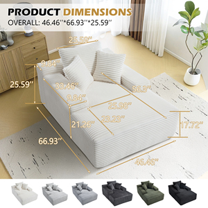 Sofá modular tipo chaise longue de pana a rayas, extragrande, con asiento profundo, para el suelo, con cojines decorativos, para sala de estar y dormitorio - Product Image 2