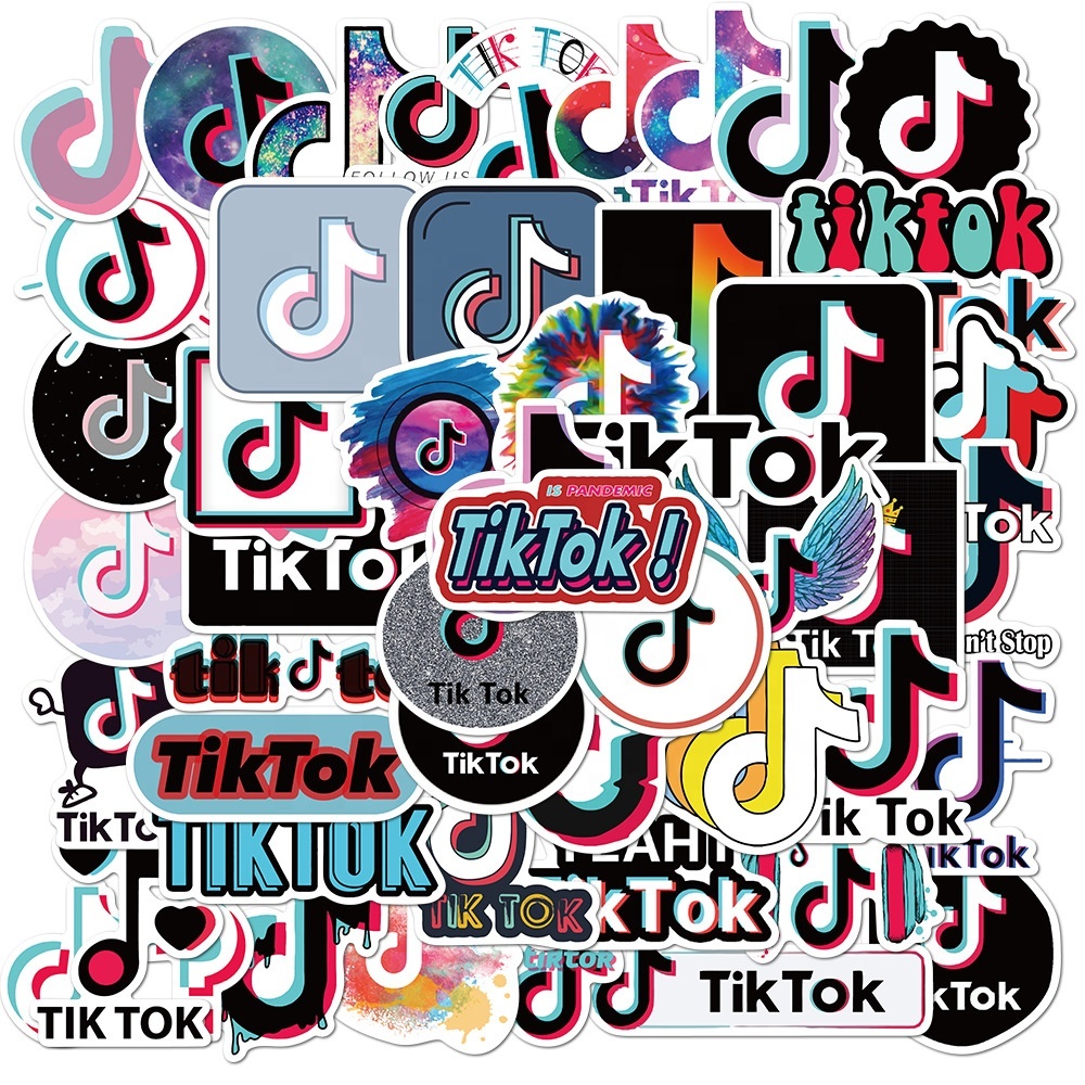 Стикеры с логотипом Tik Tok для девочек, брендовые новые наклейки для украшения дома, стола, стен, ноутбука, телефона, ноутбука, на заказ, 50 шт.