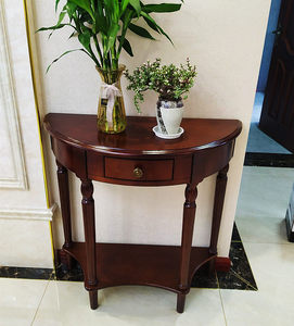Meuble d'entrée semi-circulaire en bois massif de style campagnard américain moderne avec rangement étroit - Product Image 4