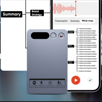 Enregistreur Vocal IA avec Abonnement Gratuit et Preneur de Notes ChatGPT pour Transcription, Résumé et Carte Mentale de Réunion | Démarrage par Bouton, 64 Go, 36 Heures d'Enregistrement