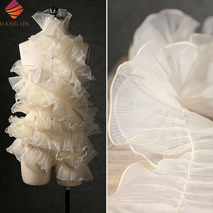15cm xếp li xù vải tuyn ren TRIM cho Dresses DIY Craft may 3D Ruffle lưới cạnh ren TRIM màu be gạc ren Ribbon - Product Image 2