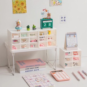 <b>Storage</b> <b>Drawers</b> Transparent Stackable Desktop Organizer <b>Plastic</b> 33x15x85cm Five Layers For Desk Neatening - Product Image 3