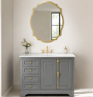 Comptoir de salle de bain moderne en pierre frittée grande taille avec miroir intelligent pour projets hôteliers et d'appartements – Étanche et durable