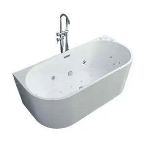 Bak berendam air gelembung modern akrilik putih, bak mandi berendam bebas bak mandi pencampur