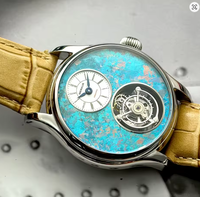 Jam Tangan Merkur Tourbillon Jam Tangan Safir Dial Bunga Es Titanium Pria untuk Pria Jam Tangan Mekanis Jam Tangan Pria