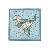 Foulard carré à motif de fleurs et de dinosaures de dessin animé, foulard en soie bleu doux et tendance, taille et emballage personnalisés, vente en gros