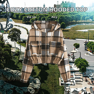 Sweat-shirt à capuche en tricot polyester/coton pour l'été, avec logo sur le devant, couleur unie, col rond - Product Image 1