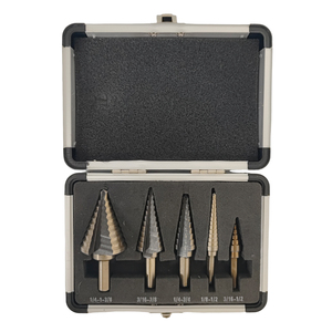Juego de Brocas Escalonadas de Acero de Alta Velocidad, 5 Piezas, Tamaño Imperial, con Estuche de Aluminio - Product Image 1
