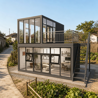 Maison conteneur modulaire préfabriquée avec mur-rideau en verre étanche, démontable, à assemblage rapide, café conteneur en kit