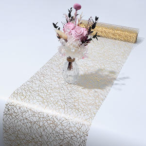 ראנר שולחן רשת מתכת זהב נצנצים נייר זהב נייר זהב רצי שולחן לרצים קישוט שולחן עבור חתונה - Product Image 4