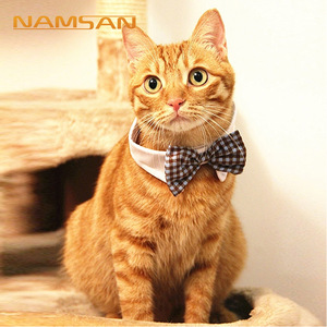 NAMSAN <b>Cat</b> <b>Bow</b> <b>Tie</b> <b>Collar</b> Plaid Adjustable Polyester Classic Style For <b>Cats</b> Medium Size All Seasons Pet Accessory - Product Image 1