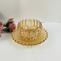 Service de table en verre ambré transparent pour mariage, assiettes à salade de fruits, bols, tasses
