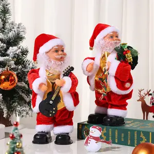 क्रिसमस नरम आलीशान खिलौने इलेक्ट्रिक सांता क्लॉज़ संगीत वाद्ययंत्र क्रिसमस गायन नृत्य सांता क्लॉज़