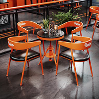 Combinaison Table-Chaise Industrielle Personnalisable en Cuir PU pour Usage Commercial : Salle de Sport, Studio de Danse, Zone de Repos, Café Créatif, Laiterie