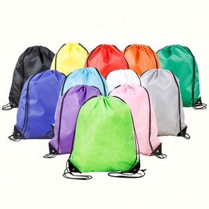 Customized 30cm Polyester Nylon Drawstring <b>Backpack</b> Low MOQ Reusable Draw String Bags <b>Cheap</b> - Product Image 6