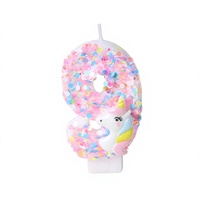 Bougies d'anniversaire licorne faites à la main couleur macaron, en cire de paraffine, décorations de gâteau scintillantes, fournitures de fête, sans parfum