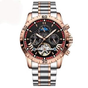 Montres mécaniques de luxe Tourbillon pour hommes, étanches, lumineuses, date, semaine, acier inoxydable, montres mécaniques creuses pour hommes - Product Image 3