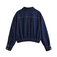 KAR&OT ZA Blouson Bomber en Jean Lavable pour Femme, Nouvelle Collection Printemps 2026, Col Français Vintage, Manches Longues, Ourlet Élastique 7223029