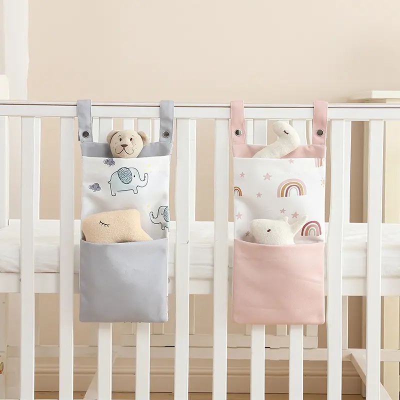 Sacs de rangement suspendus pour lit de bébé Organisateur de berceau imperméable pour nouveau-né Sac de rangement pour couches de bébé