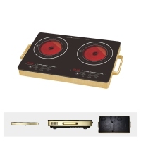 Cocina Infrarroja <span class=keywords><strong>de</strong></span> Doble Zona, 3500W, Estufa Eléctrica <span class=keywords><strong>de</strong></span> Dos Quemadores, Placa Calefactora <span class=keywords><strong>de</strong></span> Cerámica Portátil con Temporizador - Product Image 2