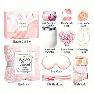 Elegant Boxed Luxury Spa Gift Set for Women - Scented Candle, <b>Bath</b> <b>Salt</b>, Eye Mask, Tumbler, Perfect for Birthday, Mother's Day, - Product Image 1