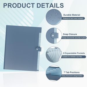 Thư mục mở rộng, hộp lưu trữ tập tin <span class=keywords><strong>A4</strong></span> 8 túi, văn phòng phẩm giấy cầm tay, màu xanh, Bán buôn với số lượng lớn. - Product Image 4