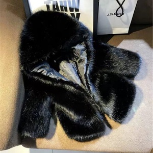 Cappotti Invernali Spessi e Caldi in Ecopelliccia <span class=keywords><strong>Nera</strong></span> per Bambine, Cappotto con Cappuccio in Ecopelliccia Grigio per Ragazze e Signore - Product Image 3