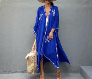 STOCK 4Colors <strong>Plus</strong> <strong>Size</strong> Kimono Cardigan Ties Jacket Tope Loose <strong>Beach</strong> <strong>Cover</strong> <strong>Ups</strong> - Product Image 4
