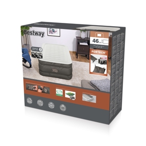 Bestway 69048 Indoor Outdoor Inflatable Twin Air Mattress with Built-in AC Pump