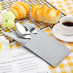 Serviettes invitées jetables personnalisées avec logo, aspect lin, douces <span class=keywords><strong>et</strong></span> absorbantes, en <span class=keywords><strong>papier</strong></span> Airlaid avec poche pour couverts - Product Image 6