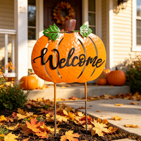 Panneau métallique d'extérieur Citrouille pour la récolte d'automne, décoration de jardin et pelouse, OEM ODM bienvenus