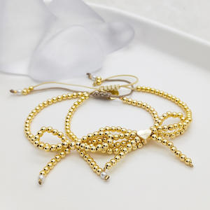 Woven <b>Bracelet</b> Fashion Sweet Bow Gold Bead Handwoven <b>Bracelet</b> for Women Uionen 2266 - Product Image 1