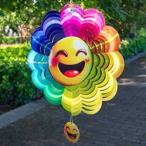 Molinetes de Viento OEM, Molinillo de Viento con Forma de Girasol Sonriente para Colgar en el Jardín, Molinillo de Viento 3D para Exteriores - Product Image 2