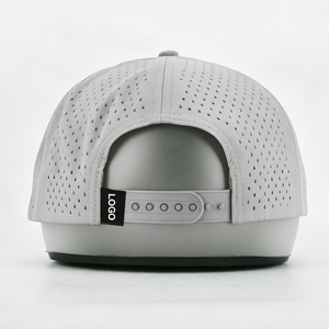 หมวกแก๊ปทรงทรัคเกอร์แบบ 5 แผง ตัดด้วยเลเซอร์ พร้อมรูระบายอากาศ ผลิตจากโพลีเอสเตอร์ คุณภาพพรีเมียม  ตกแต่งด้วยโลโก้แบบแพทช์ยาง PVC ซิลิโคนตามสั่ง - Product Image 6