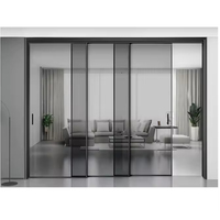 Porte coulissante en aluminium à rupture de pont thermique avec double vitrage en verre trempé, design moderne LML, certifiée CE NFRC CSA, pour salle de bain, hôpital