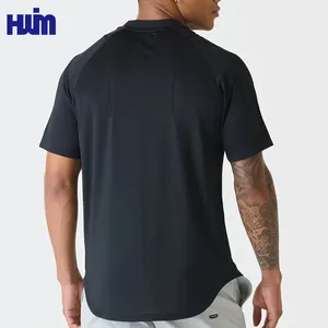Men's Fitness Sport Running Stretch T Shirt O-Neck Button Design Sportswear T Shirt Custom Logo Slim Gym T Shirt For Men