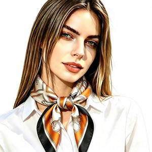 Pañuelo Cuadrado de Seda Estampado, Diadema y Pañuelo para la Cabeza para Mujer, Ideal como Recuerdo Ceremonial para Personal Femenino de Hoteles y Aeropuertos - Product Image 1