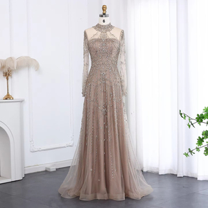 <span class=keywords><strong>Abito</strong></span> <span class=keywords><strong>da</strong></span> sera blu a collo alto a maniche lunghe Dubai di lusso per le donne festa di nozze abiti <span class=keywords><strong>da</strong></span> cerimonia Lsz587-1 - Product Image 1