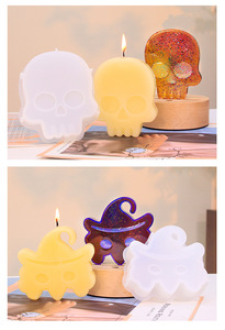 DLD DIY Moules en silicone pour bougies série Halloween en résine époxy, chauve-souris, fantôme, citrouille, présentoir et ornement d'aromathérapie - Product Image 5