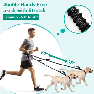 Ceinture d'entraînement pour animaux de compagnie Fuliya, réglable et personnalisable, sac banane élastique pour la course à pied et le <span class=keywords><strong>jogging</strong></span> mains libres avec laisse - Product Image 5