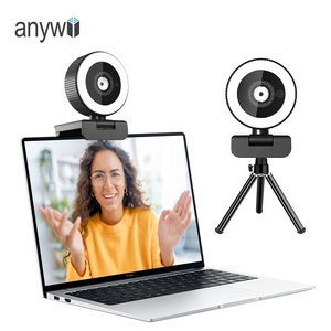 Cámara Web USB Anywii 1080p 60fps con Anillo de Luz y Enfoque Automático, Micrófono con Reducción de Ruido, Certificación FCC, CE, RoHS, Lista para Transmisión en Vivo, Disponible en Stock - Product Image 1