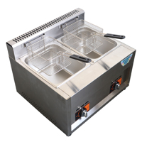 Friteuse professionnelle double cuve en acier inoxydable à gaz, idéale pour hôtels, restaurants, fermes et commerces alimentaires – Offre spéciale !